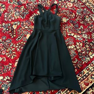 Calvin Klein size 2 black dress high low gorgeous neckline